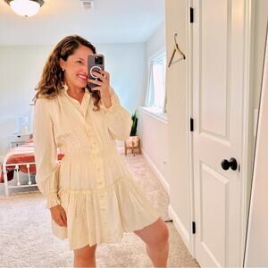 NWT Hunter Bell White Silk Joplin Mini Dress Powder Leopard Small